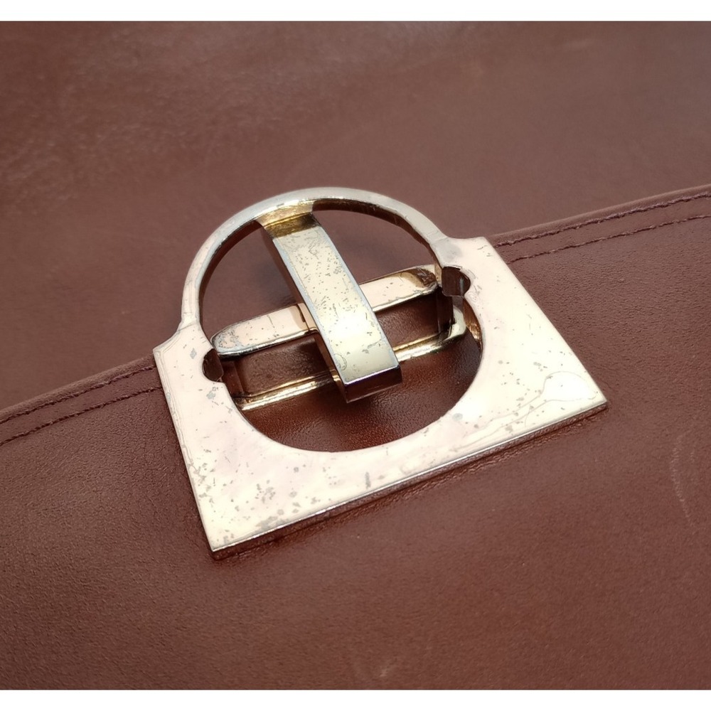 Vintage Saks 5th Avenue Brown Leather Shoulder Bag – Gold Tone Buckle Crossbody - Picture 6 of 9